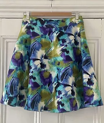 Liberty Women’s Vintage 1970s Iris Floral Print Satin A-Line Skirt M UK 12 EU 40 • £24.99