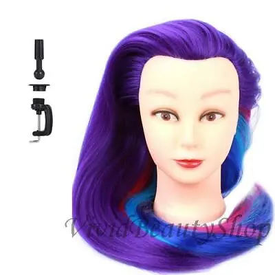 31  Cosmetology Mannequin Hair Hairdresser Training Manikin Doll Wig Head Purple • $19.99