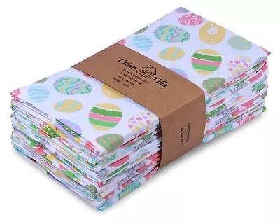 Easter Dinner Napkins Set Of 12 Cloth Napkins Easter Egg Print Multi Color Di... • $30.20