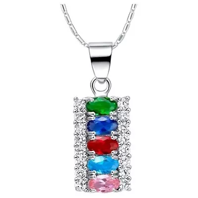 5 Birthstone Mothers Pendant Necklace Pendant Multi Colored • $11.81