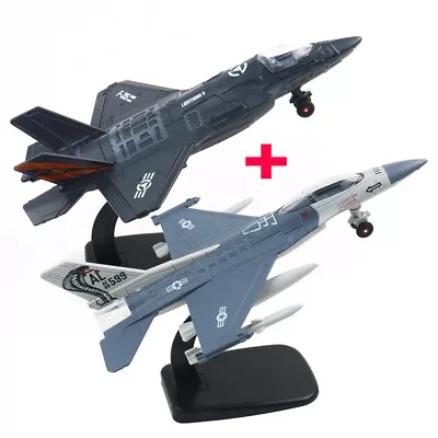 F-35 + F-16 1:72 Fighter Jet Aircraft Diecast Plane Model W/ Light & Sound Scale • $29.89