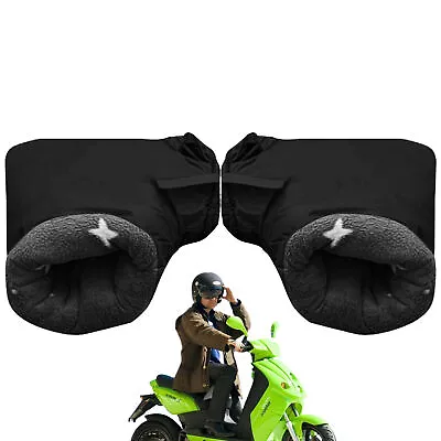 Waterproof Motorcycle Handlebar Gloves Hand Fur Muffs Winter Thermal Warm Mitts • $12.64