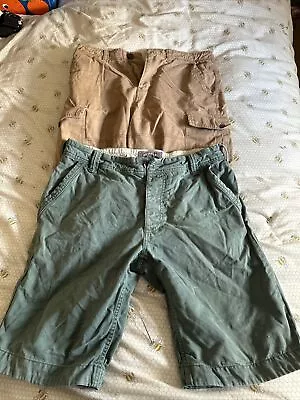 Two Pairs Mens Shorts 34 Waist One Mantaray(beige) And One Fat Face (green) • £5.50