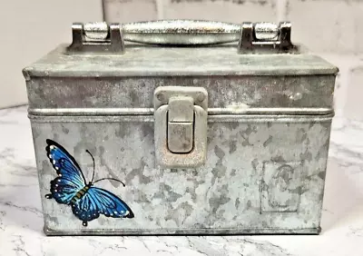 VTG Caboodles Galvanized Metal Makeup Case With Mirror Butterfly 6 X3.5 X3.75  • $14.97