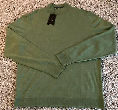 Men's MURANO Lt Green Mock Turtleneck Wool Sweater XL X-Lrg NWT NEW Italian Yarn • $44.99