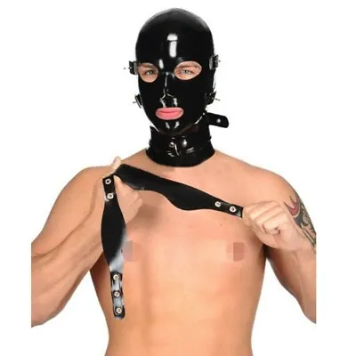 Male Latex Mask Removable Eyes Mask Rubber Hood BDSM Fetish Clubwear Cosplay • $39.89