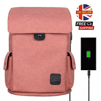 Women Men Backpack Travel TSA USB 15.6 Laptop Rucksack Waterproof School Bag UK • £9.99