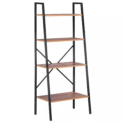 HOMCOM 4-Tier Minimalistic Ladder Shelf Unit Steel Frame Home Display Storage • £42.99