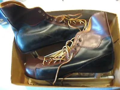 Vtg Penneys Men's Size 12 Leather Ice Hockey Skates NHL Rules Committee Approved • $75