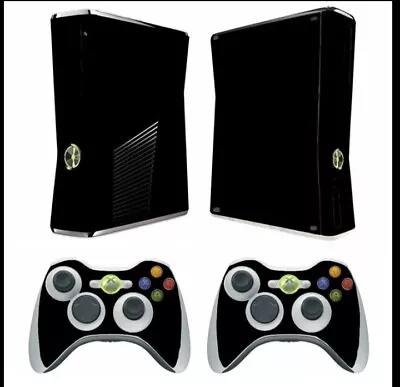 XBOX 360 Slim Black Decal Skin Sticker Cover Wrap  • £12