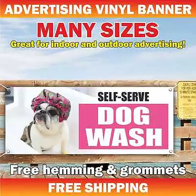 DOG WASH SELF SERVE Advertising Banner Vinyl Mesh Sign Dog Cat Spa Pet Grooming • $219.95