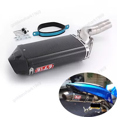 For Kawasaki Ninja ZX6R ZX636 2004-2008 Exhaust Pipe Black Muffler Escape Carbon • $285.76