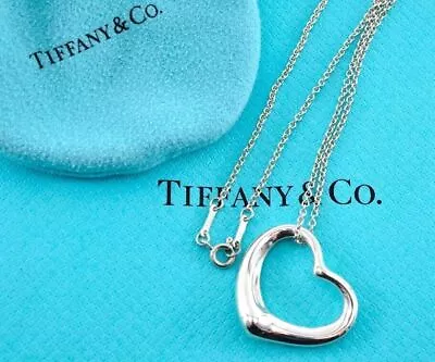 Tiffany & Co. Open Heart PERETTI Necklace Sterling Silver925 W/Storage 10879 • $246.27