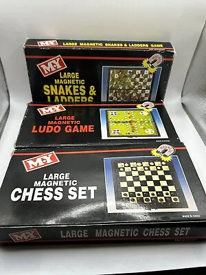 Magnetic Travel Games Bundle Chess Ludo & Snakes+ladders All Complete Compact  • £4.99