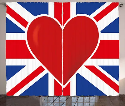 Union Jack Curtains Flag Big Red Heart • £39.99