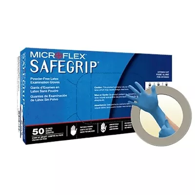 Microflex SG375L Safe Grip® Powder Free Latex Examination Gloves Blue Large • $25.62