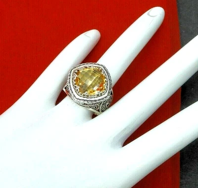 $59.84 • Buy Vintage DGS Citrine Ring Turkey Filigree Solid 925 Sterling Silver Jewelry Bold