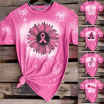 $22.99 • Buy October We Wear Pink Tops Breast Cancer Awareness Crew Neck Printed T Shirts