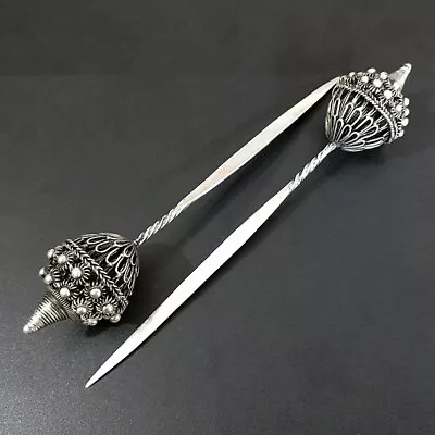 Retro Classical Grand Hair Accessories Pure Handmade Miao Silver Hairpin 1piece • $40