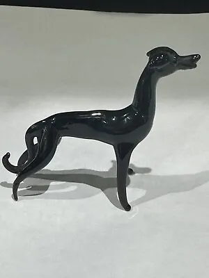 Black Murano Glass Whippet/grehound. Leviero Style Unbranded. Small.  • £10
