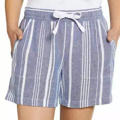 Nautica Ladies' Linen Blend Pull-On Short Blue White Stripes XXL • $15.79