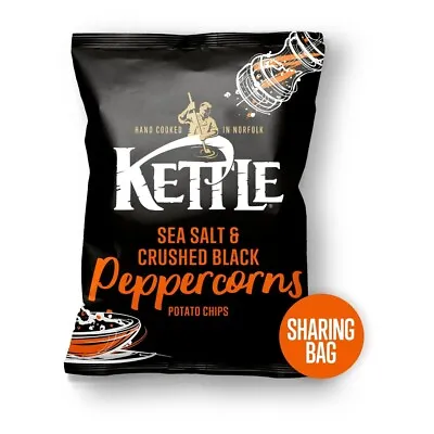 1 X KETTLE Chips Sea Salt & Crushed Black Peppercorns Sharing Crisps Snacks 130g • $9.36