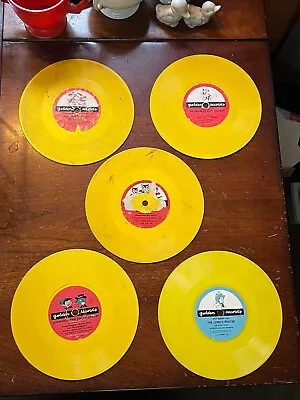 5 Vintage Yellow Golden Records 78 RPM Disney Crockett Dale Evans RoyRodgers • $9.99