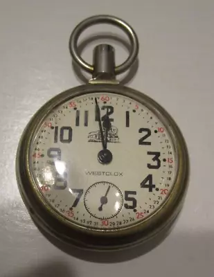 Vintage  Westclox W/train Back Case Dollar  Pocket Watch 40s 50s • $20