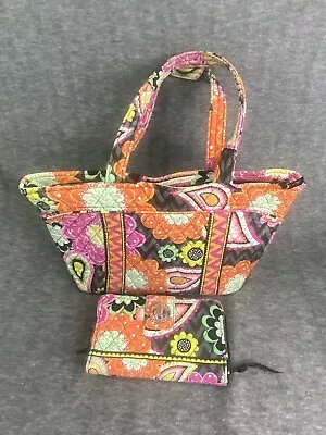 Retired Vera Bradley Mandy Tote Ziggy Zinnia & Turn Lock Wallet Zippered • $13.99