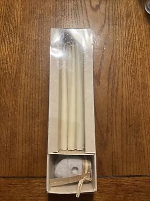 Vance Kitira 10 Ivory Dipped 9  Taper Candles & 2 River Stone Holders • $15