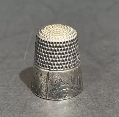 Antique Simons Bros Sterling Silver Thimble Size 7 Vintage 1880s Monogrammed TF • $29.95