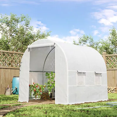 £60.99 • Buy Walk-In Polytunnel Greenhouse W/ Roll Up Door Windows, 2.5x2x2 M White