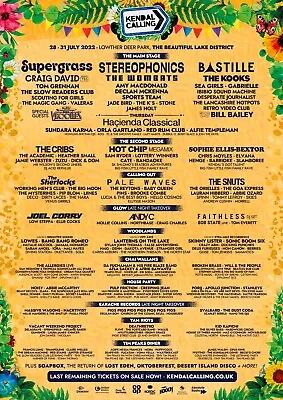 £5.99 • Buy KENDAL CALLING FESTIVAL LINE UP 2022 Print Event Poster Promo Bands Acts List