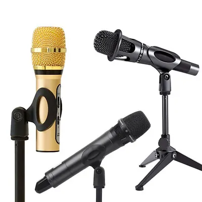 Microphone Desk Adjustable Stand Tripod Desk Top Clip Holder Foldable Table Mic • £5.77