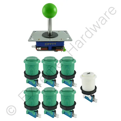 £14.99 • Buy 1 Player Arcade Control Kit 1 Ball Top Joystick 7 Buttons Green JAMMA MAME Pi