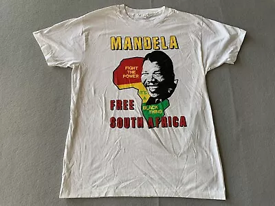 Vintage 1980s Nelson Mandela Fight The Power. Free South Africa T-shirt. XL • $95