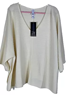 Marla Wynne Beige Creamy Cardigan Topper Size 3x Lagenlook Sweater Cape • $24.87