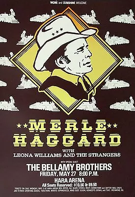 MERLE HAGGARD / BELLAMY BROTHERS DAYTON OHIO CONCERT TOUR POSTER-Country Legend • $15.96