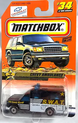 MATCHBOX    CHEVY AMBULANCE   1999 Collection  #34 OF 100  S.W.A.T.   AWESOME! • $6