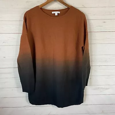 $16 • Buy Pure Jill Organically Grown Cotton Ombre Tunic Sweater M Rust Black Long Sleeve
