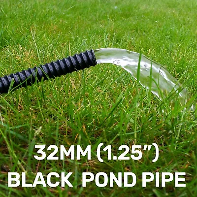 32mm Black Corrugated Flexible Pond Hose Pump Garden Pipe Tube Fish Marine Flexi • £7.09
