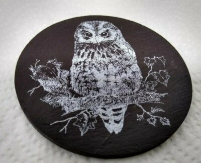 £3 • Buy OWL PSC Printed Welsh Slate Coaster Singles Or Set Of 6 Coasters Gift Box