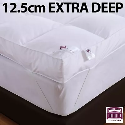 Luxury 5  (12.5cm) Extra Deep 100% Goose Feather & Down Mattress Topper Enhancer • £32.99