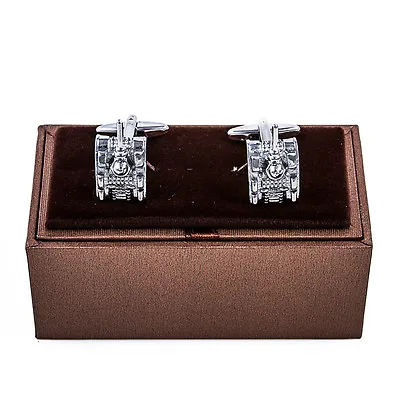 Tank Cufflinks Silver Detailed M1 Wedding Fancy Gift Box Free Ship USA • $17.97