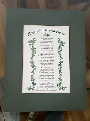 Merry Christmas From Heaven Poem  John Mooney Jr 1990. Part Poem And Mat • $12