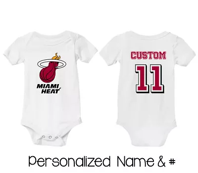 Miami Heat Newborn Baby CUSTOM Bodysuit Jersey Basketball Infant Shirt • $19.95