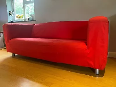 Ikea Klippan Contemporary Sofa -2 Seater Both Red AND Cream Covers Included • £60