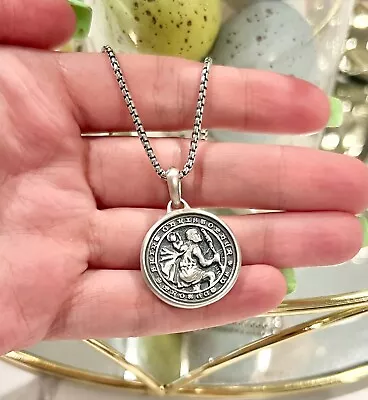 David Yurman Sterling Silver Saint Christopher Pendant Amulet With 22  Box Chain • $375