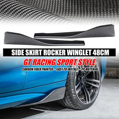 2pcs Universal Carbon Fiber Car Rear Bumper Lip Splitter Side Skirt Winglet 18  • $26.99