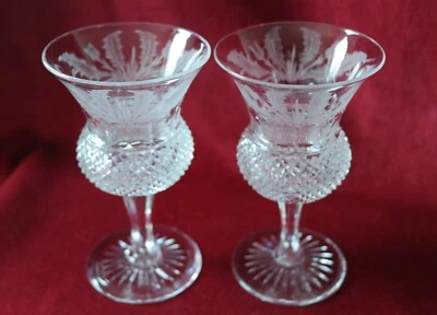 £90 • Buy Edinburgh Crystal Thistle Pattern - 2 X Port Glasses - Signed